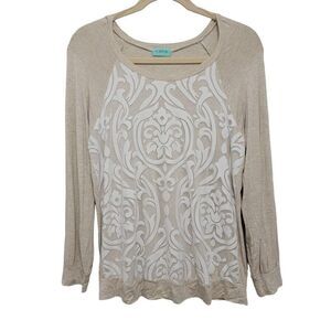 Damask Mesh Casual Longsleeve Top